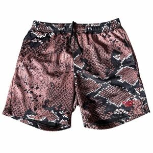 Deveraux Men’s Mesh Golf Shorts Sz L Rattlesnake Camo Print Drawstring Brown EUC
